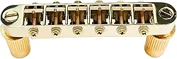 Ponte de guitarra Gold Tune-O-Matic com selas de aço inoxidável pinos M8 rosca métrica ponte fixa de 6 cordas compatível com pontes de guitarra elétrica estilo Les Paul Lp Ep peças de reposição