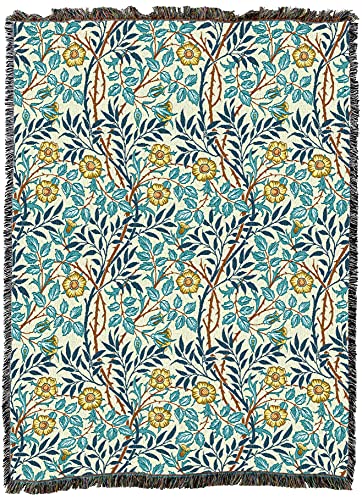 Image of Pure Country Weavers William Morris Sweetbriar Mellow Blanket - Arts & Crafts - Gift Tapestry Throw Woven from Cotton - Made in the USA (72x54)