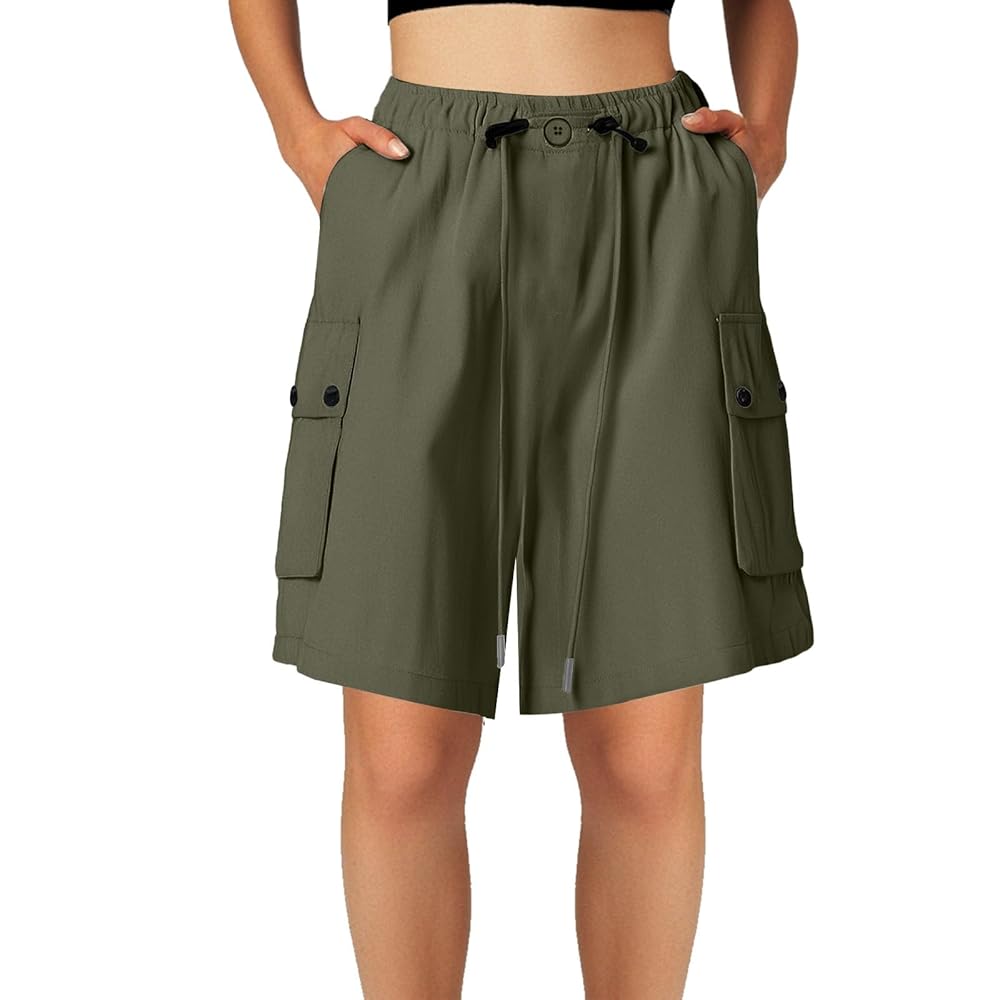 Cargo Shorts Women's Summer Thin 2025 Waisted Wide Leg Mid