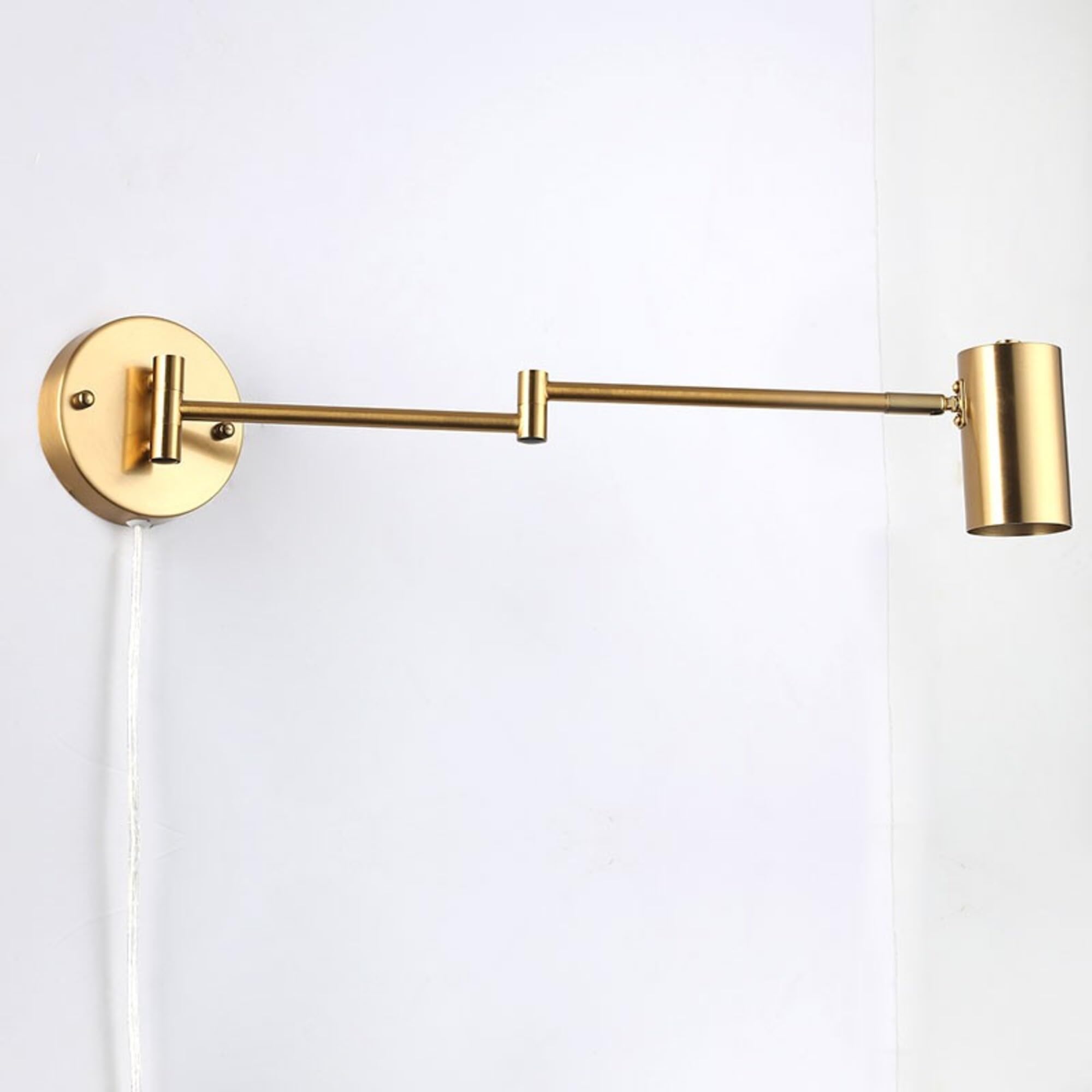 BARCELONA LED aplique de pared con brazo articulado, lámpara de pared dorado cobre estilo vintage industrial, metálico hierro, con cable, enchufe e interruptor, iluminación ajustable