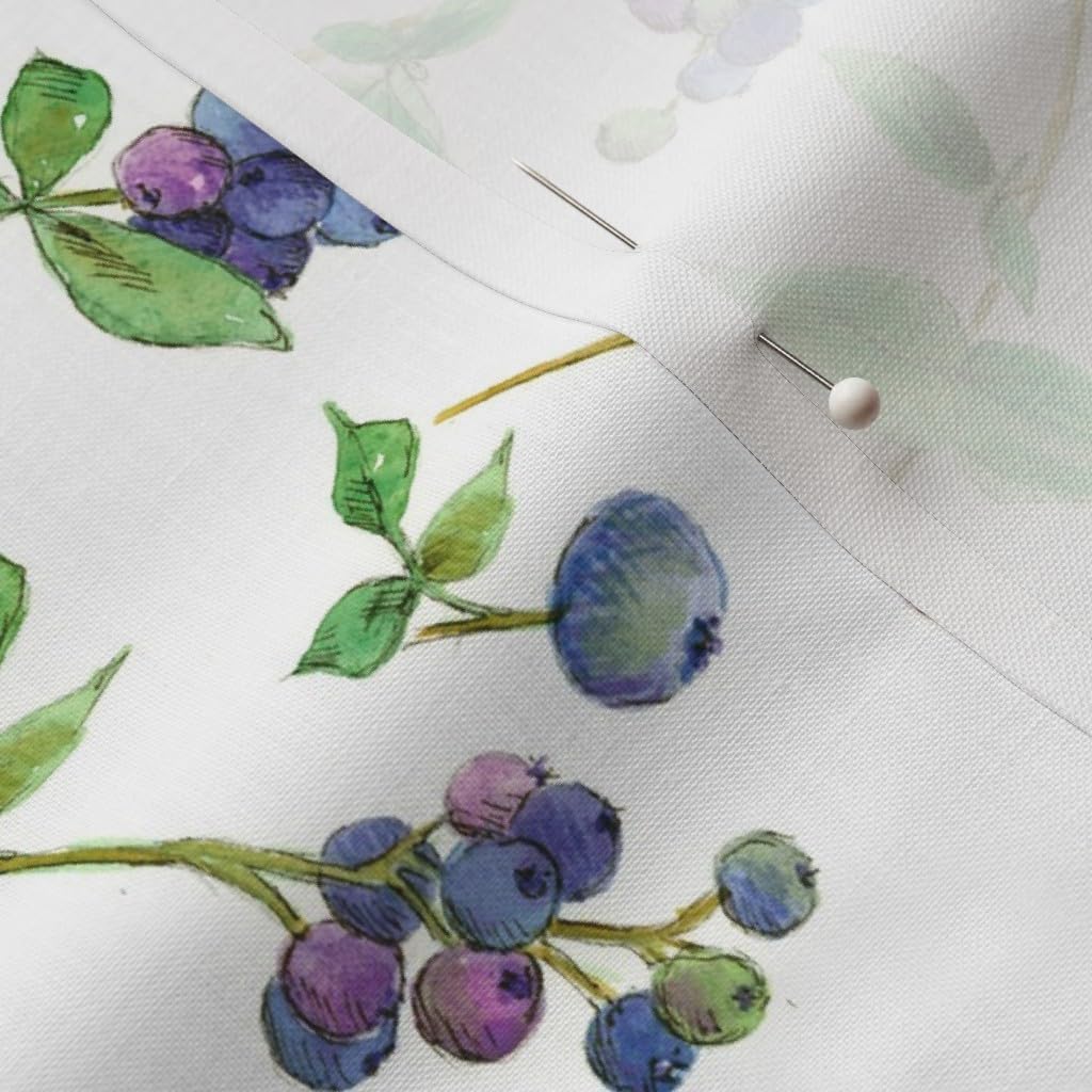 Spoonflower Fabric - Blueberries Fruit Berries Botanical Blueberry Summer Kitchen Printed on Petal Signature Cotton Fabric by The Yard - Sewing Quilting Apparel Crafts Decor