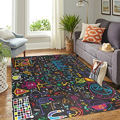 Oueoty Alfombra educativa para el regreso a clases de matemáticas para sala de estar o dormitorio, 9 x 12 pies