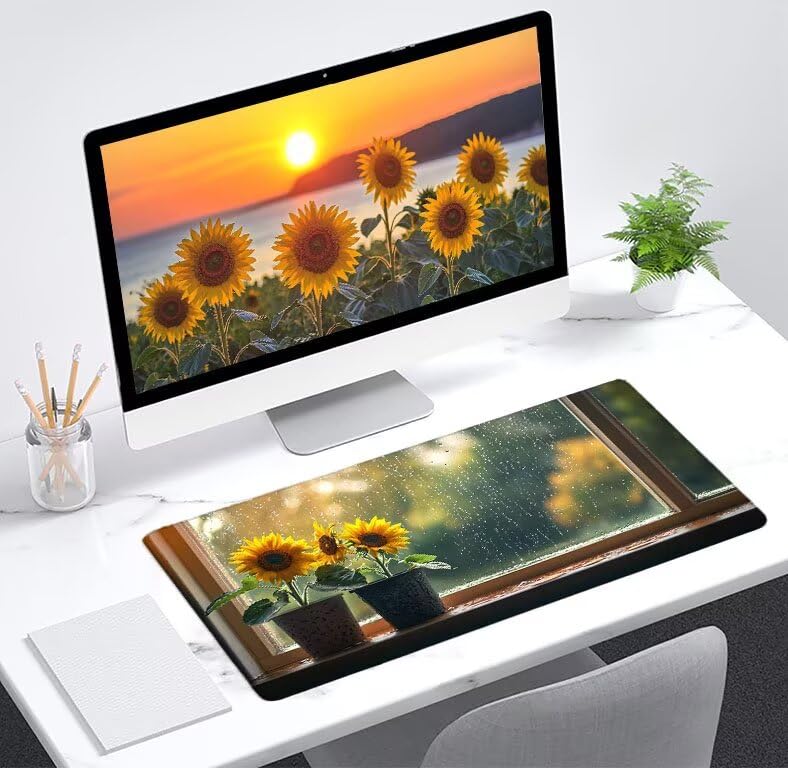 Tapis de souris grand format PC antidérapant avec bords cousus imperméables - 2