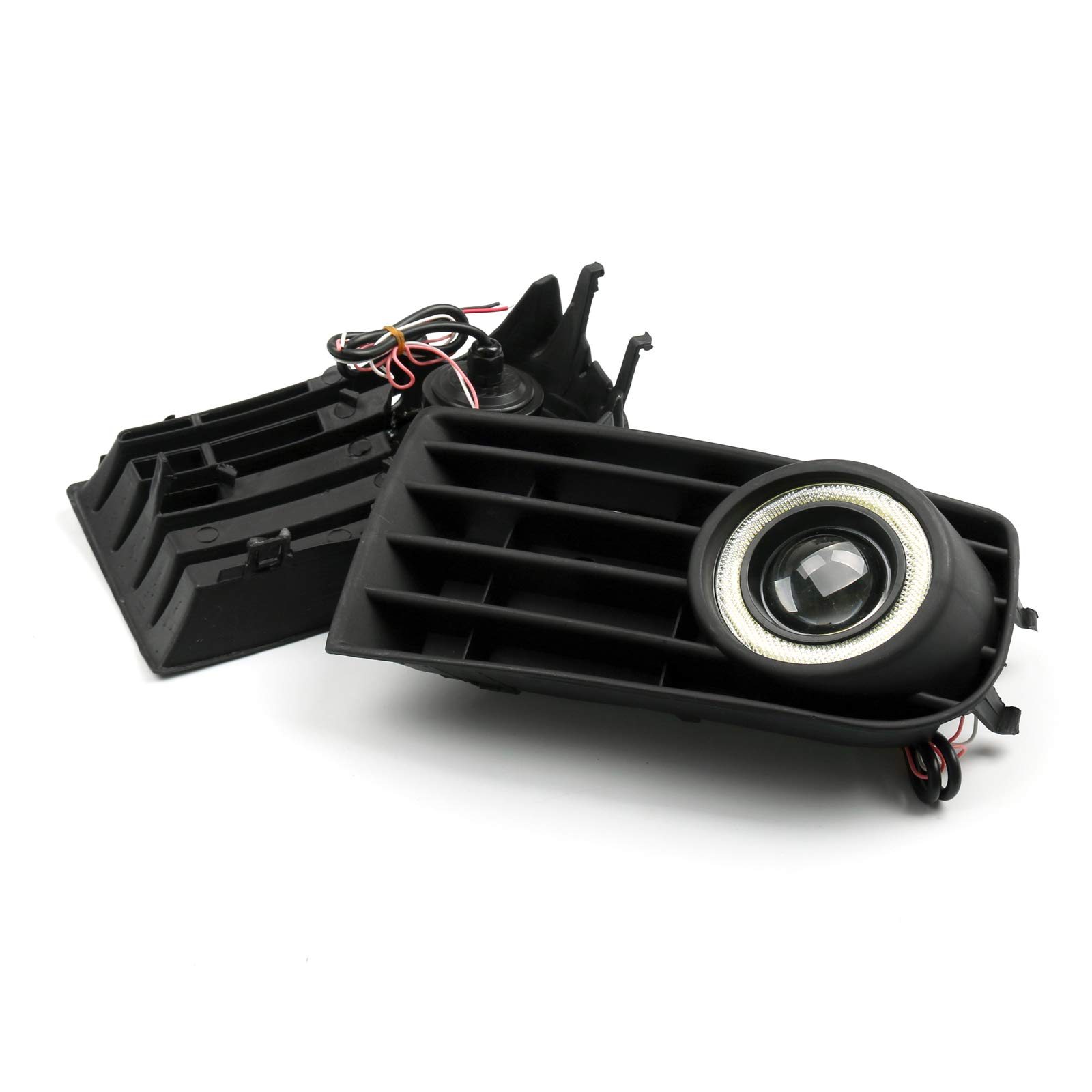 Bruce & Shark 2Pcs Fari fendinebbia anteriori Angel Eyes + Griglia adatta per Vw Golf 5 Mk5 Rabbit 2003-2009
