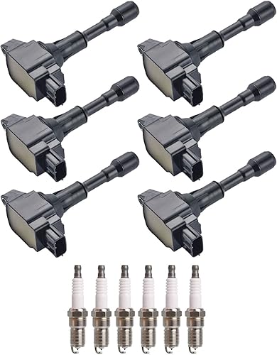 ENA Juego de 6 bobinas de encendido y bujías de iridio 3.7 5.6 compatibles con INFINITI Nissan 370Z FX37 G37 M37 Q40 Q50 Q60 Q70 QX70 3.7L 5.6L V6