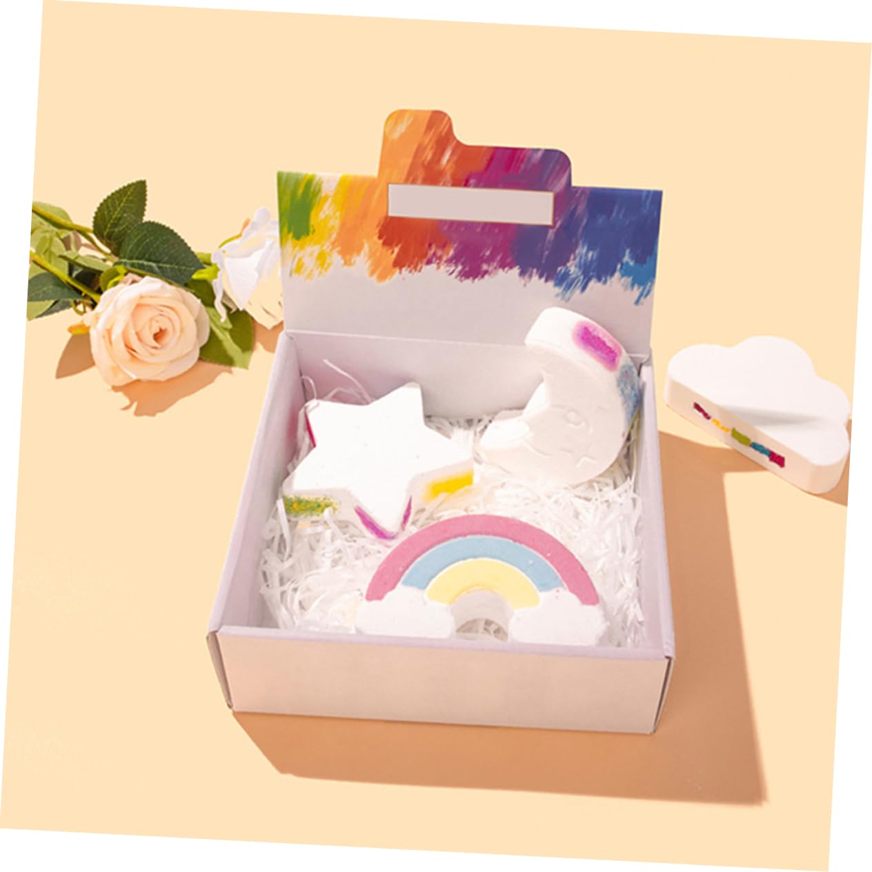 FOMIYES 4-teiliges Badeset Für Damen Zur Entspannenden Hautpflege Natürliches Badesalz Für Unterwegs Badesalz Süßer Regenbogen