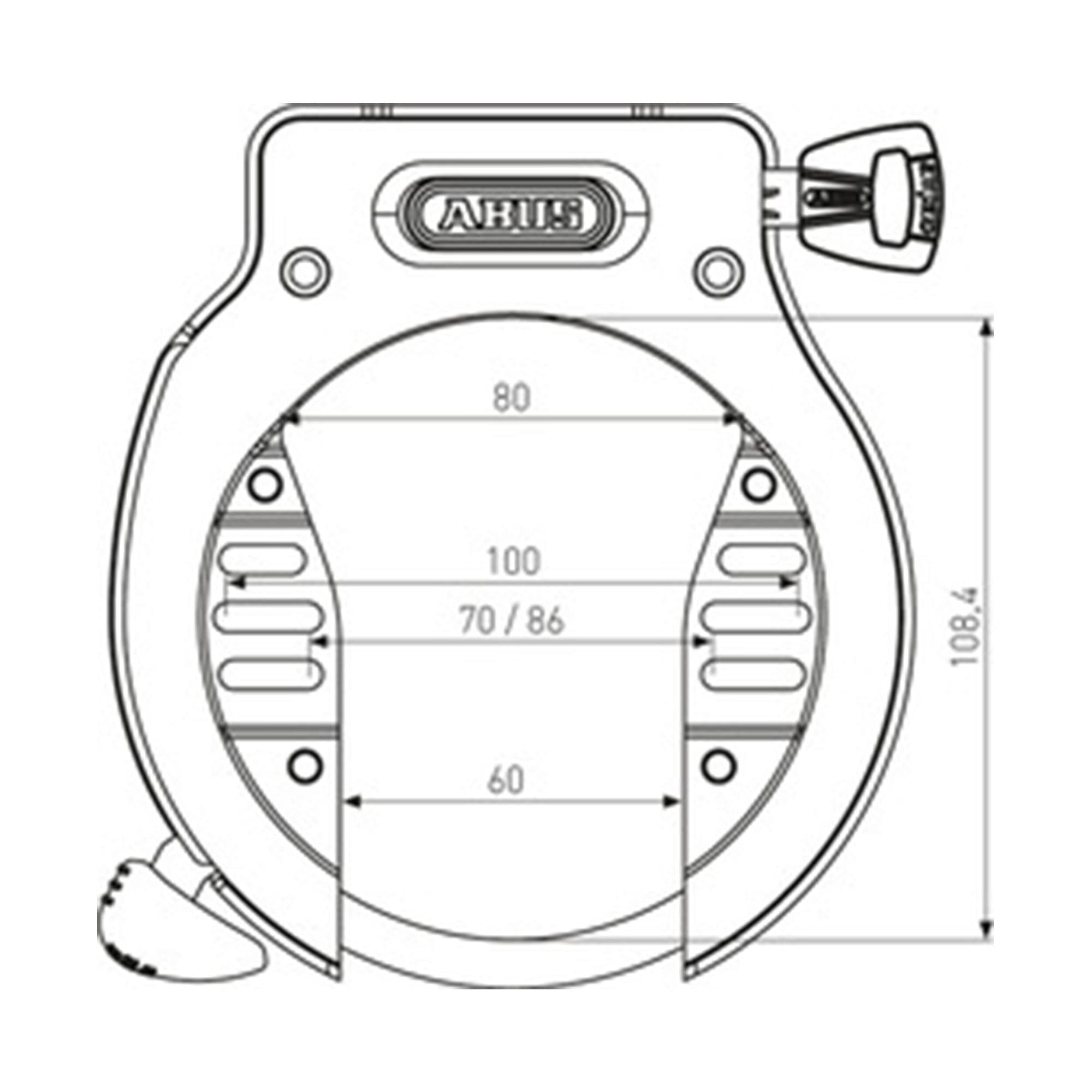 ABUS Unisex - Adultes 4650S R BK OE Antivols de cadre, unis, universels