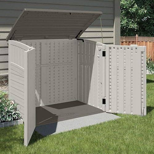 Miniatura 4 de Suncast Cobertizo horizontal de almacenamiento para patio trasero, 34 pies cúbicos, marfil (paquete de 4)