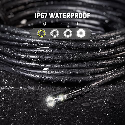 DEPSTECH 5\" IPS Screen Borescope with Light, Split Screen View, 1080P HD Sewer Inspection Camera, 16.5FT Plumbing Snake for Home, Automotive