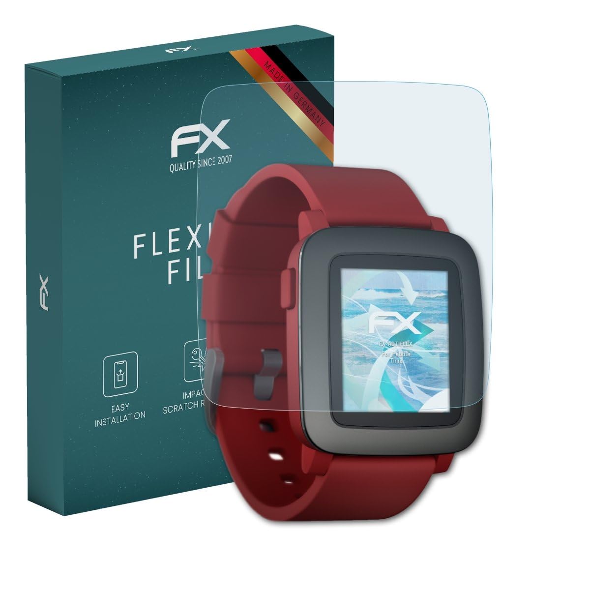 atFoliX Screen Protector compatible with Pebble Time Protector Film, ultra clear and flexible FX Screen Protection Film (3X)