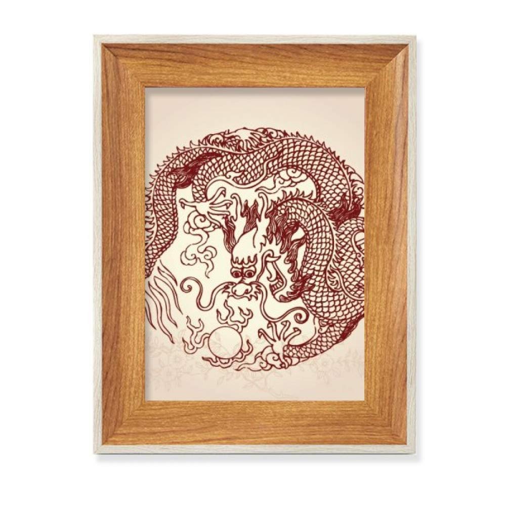 Cadre photo dragon chinois en bois de bureau pour tableau art