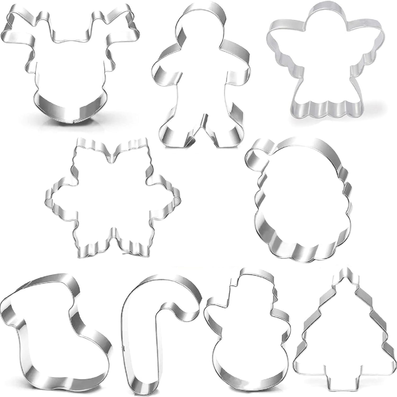 Lot de 3 emporte-pièces en métal - Argenté/bonhomme de neige - Home All