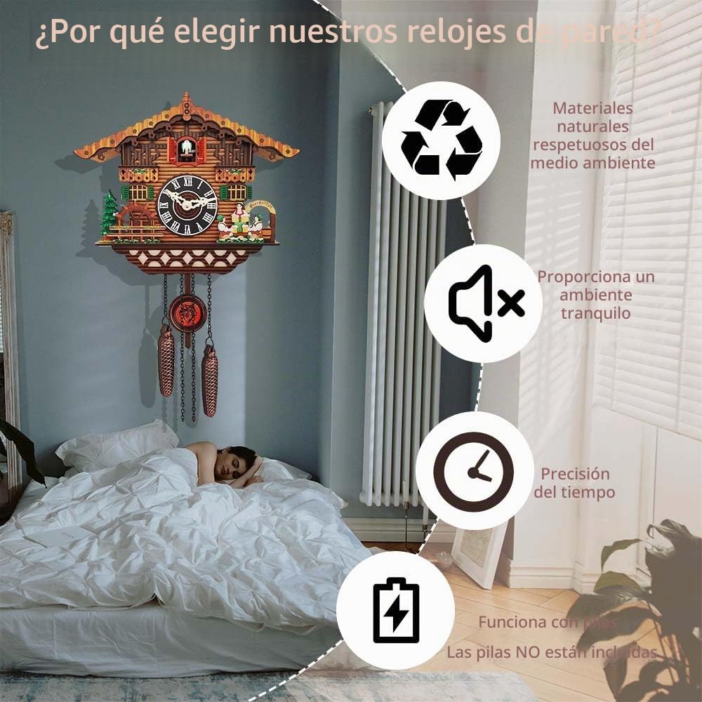 Reloj Cuco Pared, Reloj de Pared Decorativo DIY para Hogar y Estancias Interiores