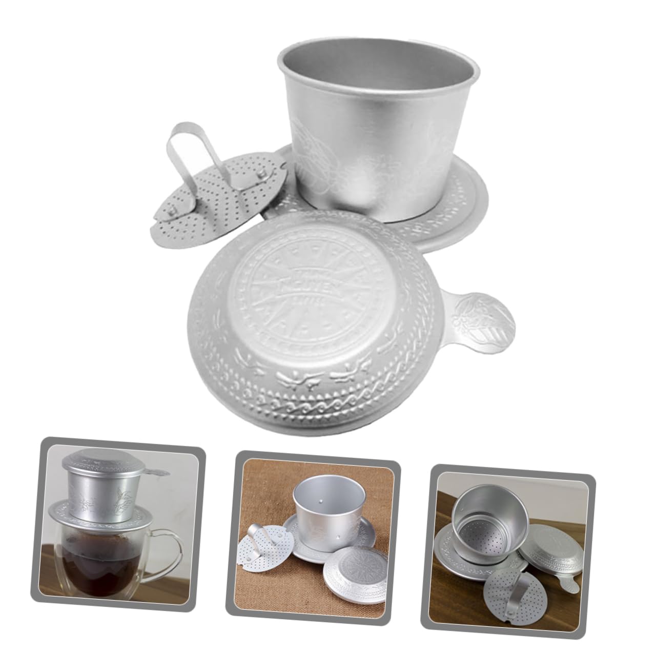 Ciieeo 5sätze Vietnamese Dripper Aluminium Tragbarer Kaffeefilter Für Handaufguss Für Camping Und Kompakte Für Kaffeeliebhaber