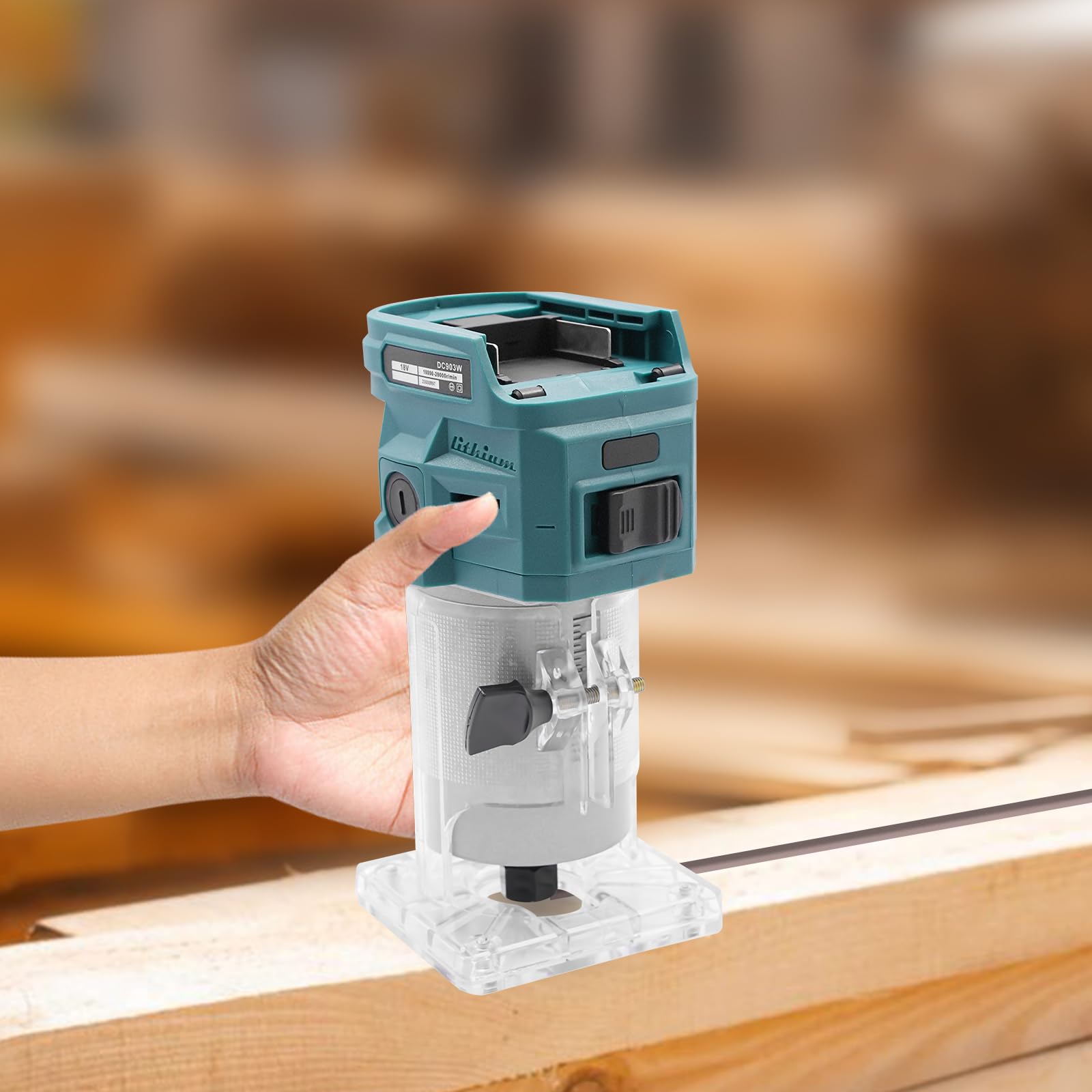 Fresatrice elettrica compatta, fresatrice elettrica con una sola mano, fresatrice per legno, router bordi, fresa da 6,35 mm, motore in rame puro 28000 giri/min, senza batteria e caricatore
