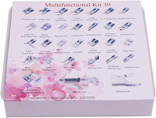 Miniatura 8 de Juego de 30 prensatelas profesionales para máquina de coser doméstica para hermano, Babylock, cantante, Janome, Elna, Toyota, New Home, Simplicity y