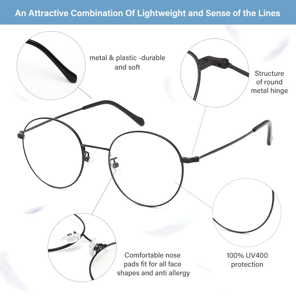 Cyxus Gafas luz azul-Antideslumbrantes-Antifatiga-Metal-Adecuado para pantallas, juegos, tvs, teléfonos móviles-8090T02