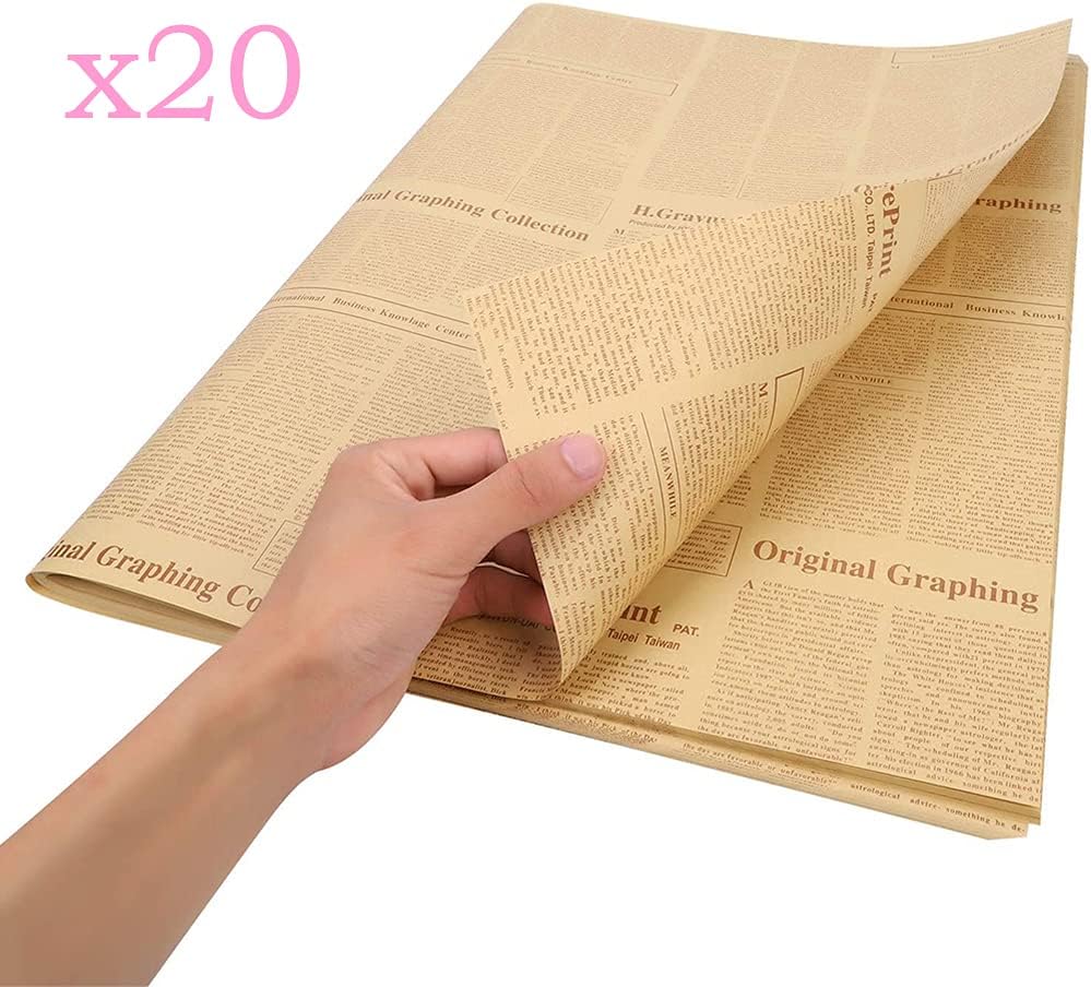 Newspaper Wrapping Paper Brown, 20 Pieces Brown Vintage Packing Pape