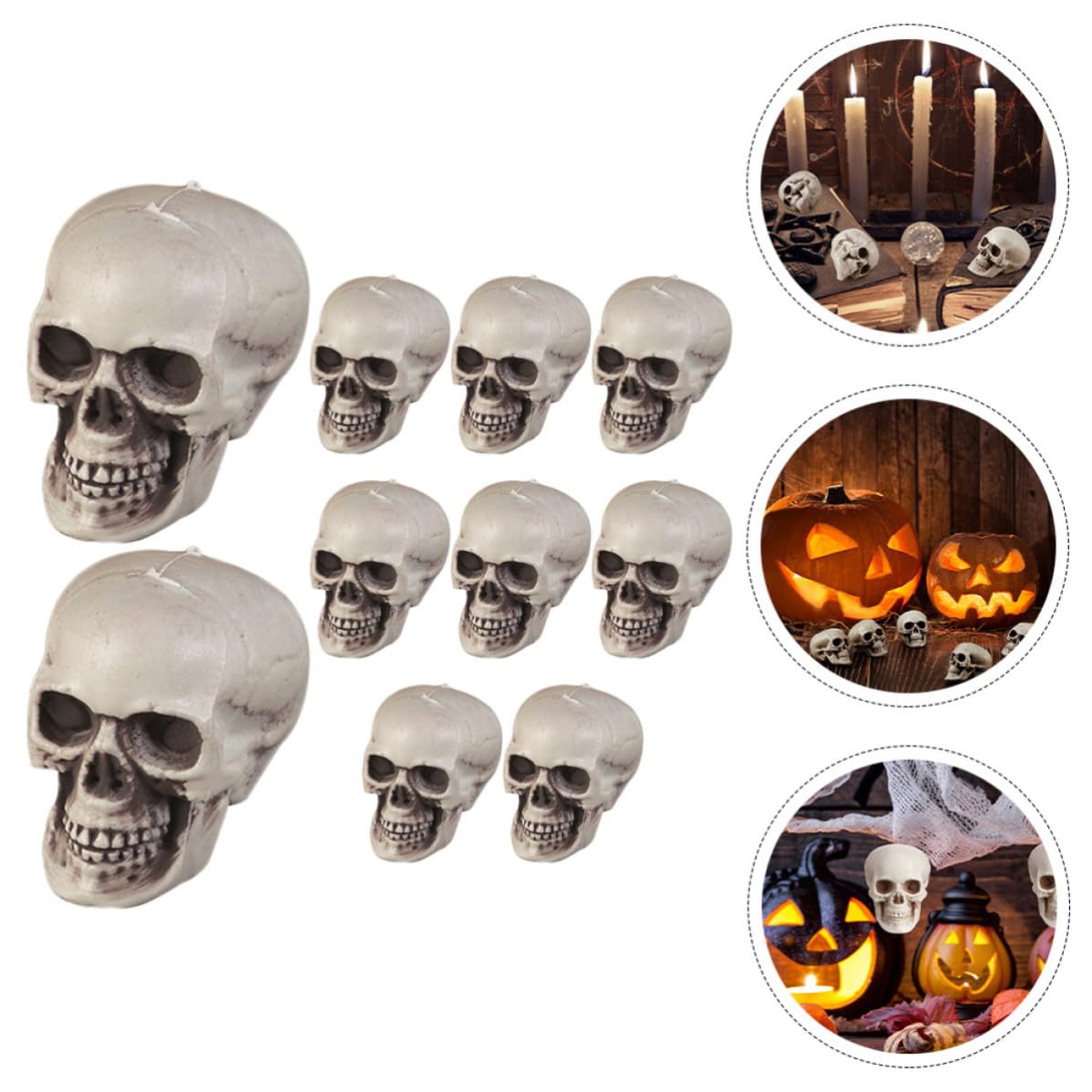 Uonlytech 40 Pezzi Teschio Realistico in Plastica Pe Beige per Decorazione Halloween, Accessorio Resistente per Foto e Scherzi, Ornamento Spaventoso per Festa e Casa