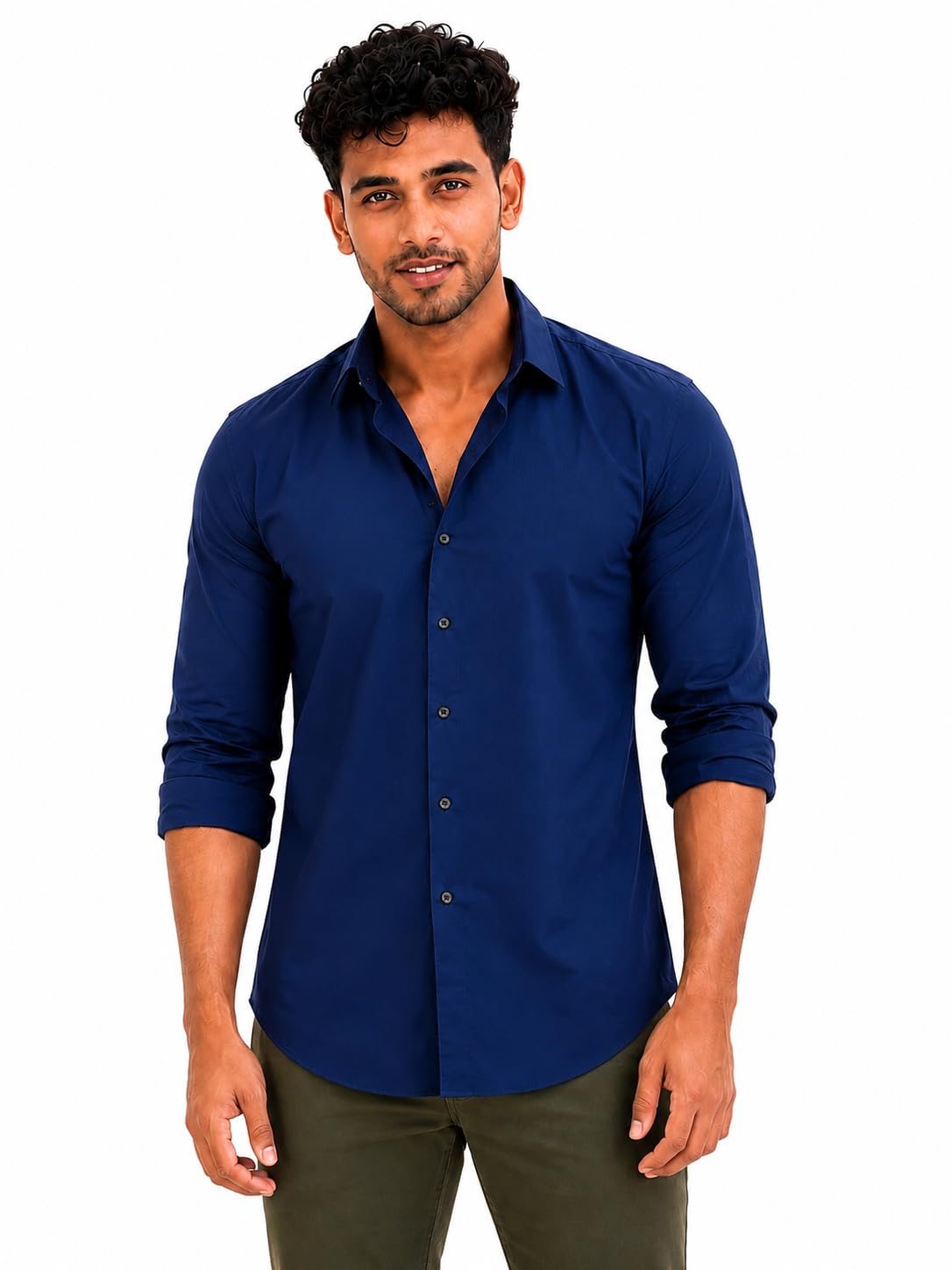 Men's Plain Solid Full Sleeve Casual Shirt | Premium Loafer Cotton Fabric | Regular Fit Stylish Formal & Casual Wear | Soft Breathable Button Down Shirt for Office, Party-picture-14