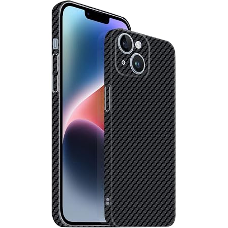 iPhone14 Plus 用のケースアラミド繊維製 超極薄 超軽量 高級なカーボン風 耐衝撃 アイフォン 14 Plus 用のアラミド繊維ケース iPhone14Plus 用の 保護ケース （黒/グレ-ツイル柄）