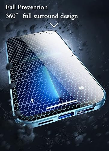 Miniatura 3 de Funda con cerradura para iPhone 15 Pro, parachoques de metal 360, protección de cuerpo completo, vidrio templado de doble cara con bloqueo de