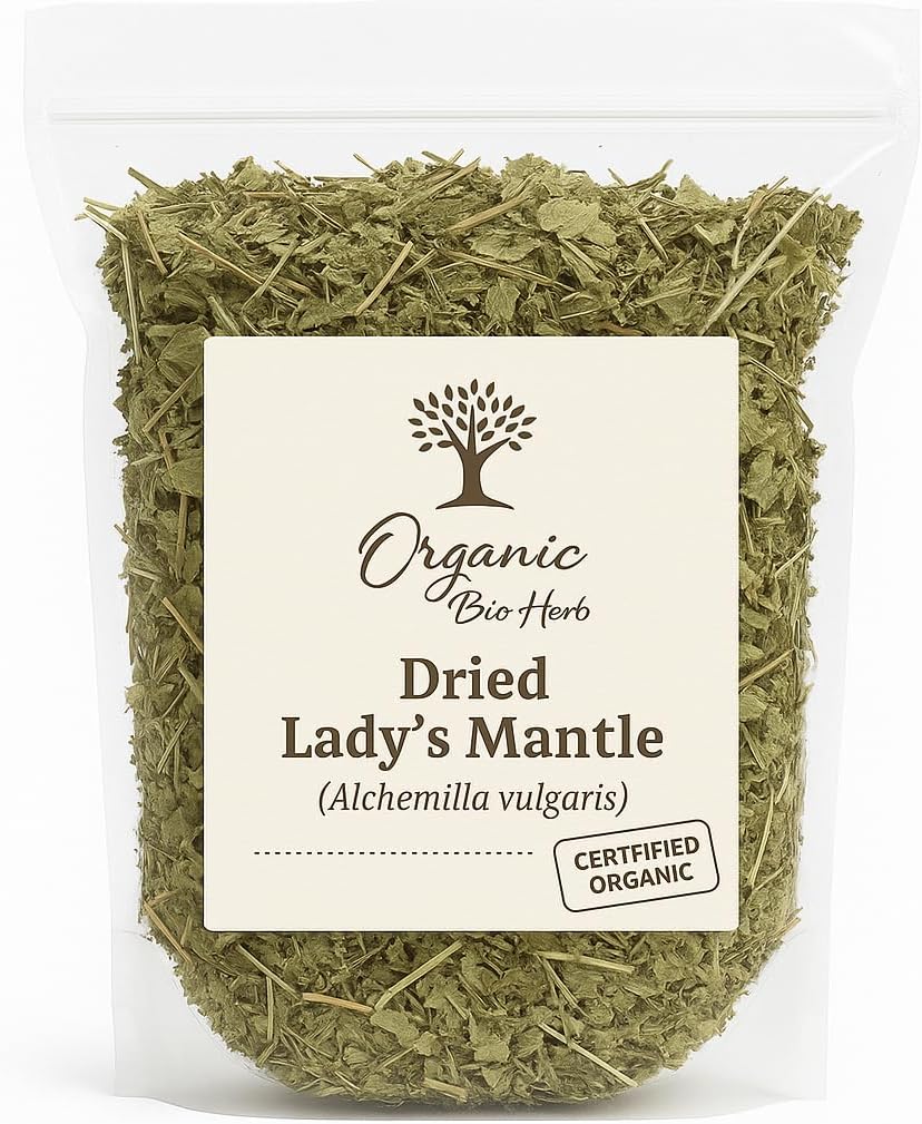 Organic Bio Herbs-Organic Dried Lady's Mantle Herb | Loose Leaf, Natural, Premium Quality | Herbal Tea & Remedies | Alchemilla vulgaris | Handpicked & Air-Dried (6 Oz)