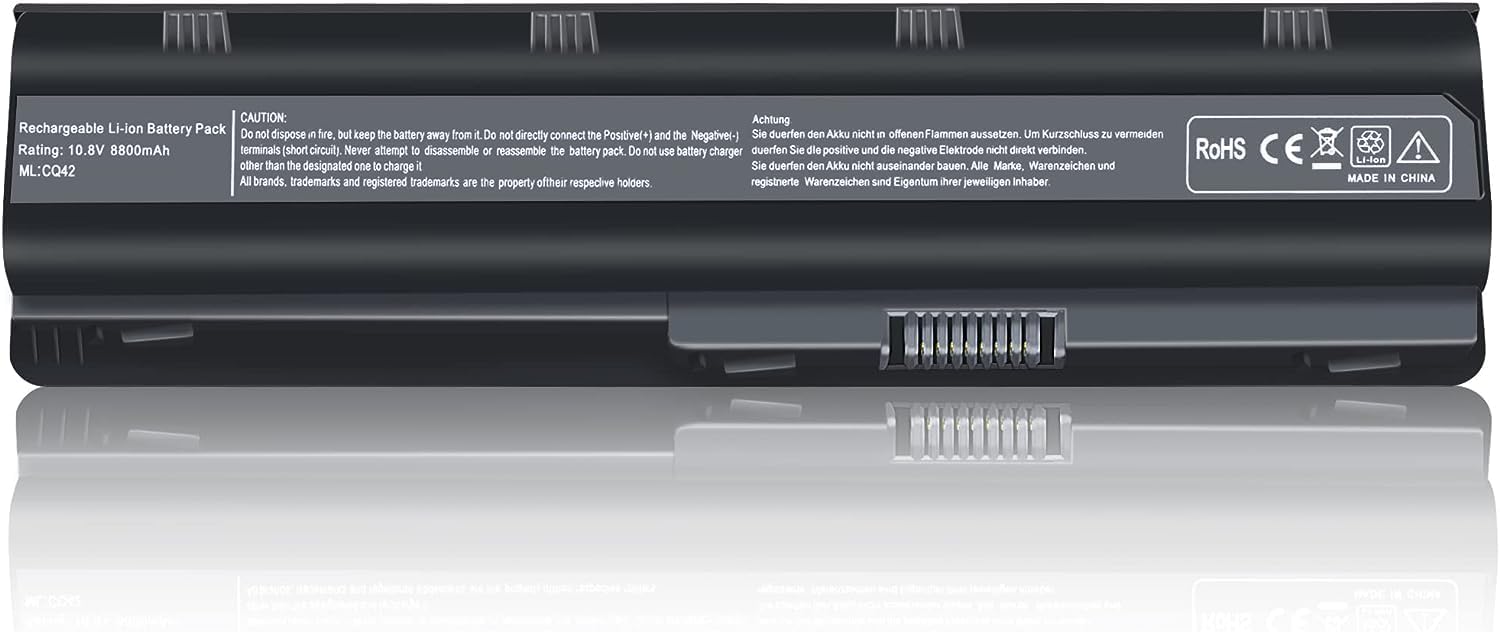 593553-001 CQ42 MU06 Laptop Battery Replacement for HP Spare 593554-001 593550-001 593562-001 G62 Pavilion G6 G7 DV7 HSTNN-LB0W Presario CQ56 CQ57 CQ62, Compatible with HP MU09 (10.8V 8800mAh 9-Cell)