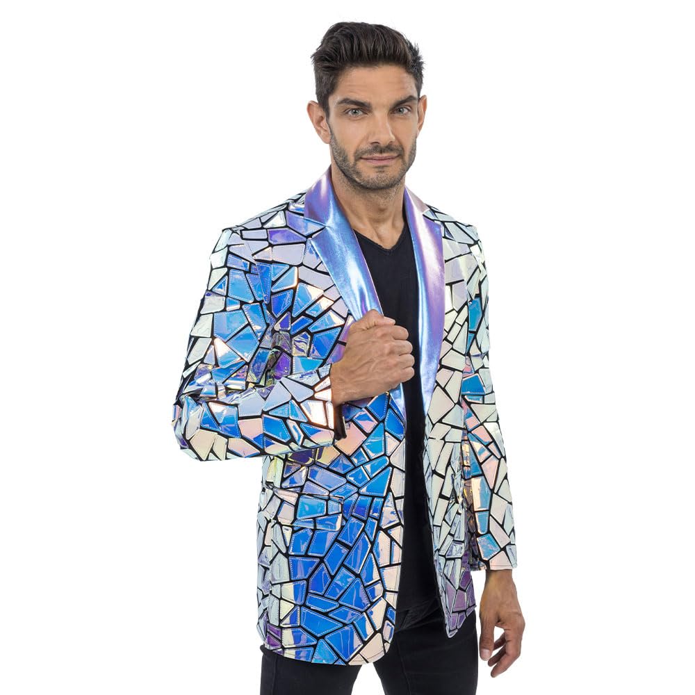 Chaks - Festival jacket for men, glittering jacket in mosaic design, eye-catching party outfit for carnival and events
