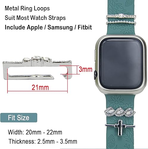 Miniatura 6 de Abrazaderas de Correa de Reloj - Anillos Decorativos Compatibles con Correas de Cuero de Silicona para Apple Watch - Accesorios de Correa Deslizante