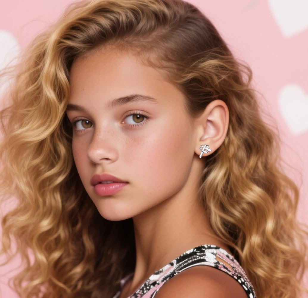 Reffeer Solid 925 Sterling Silver Love Knot Stud Earrings for Women Teen Girls CZ Heart Knot Stud Earrings - Image 3