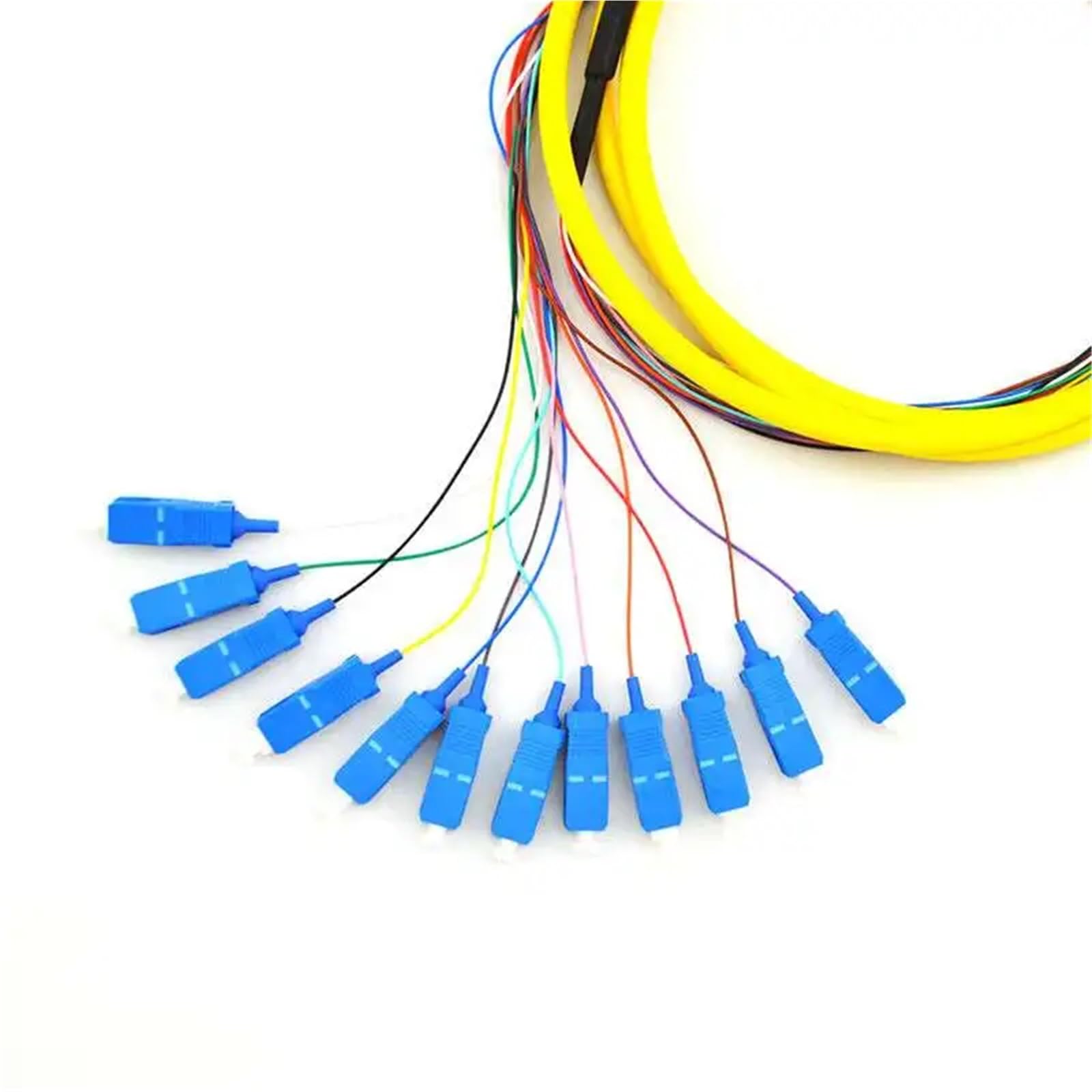 10 unidades SC UPC de 12 núcleos, fibra monomodo en forma de abanico, pigtail LSZH de 12 núcleos, fibra óptica en forma de paquete
