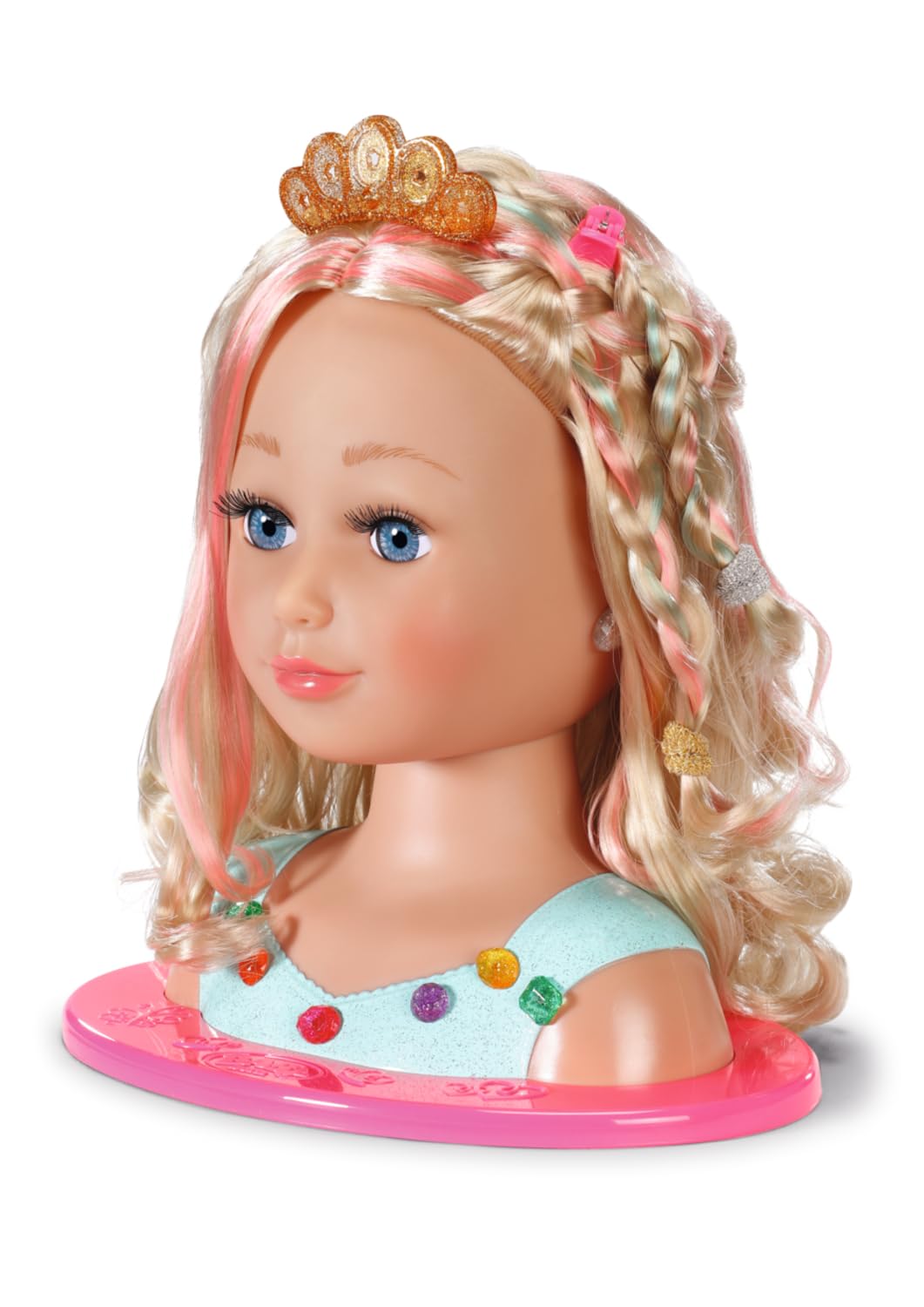 BABY Born Styling Head Głowa do Makijażu dla Dzieci z Długimi Blond Włosami, Paleta, Szczotka i Akcesoria