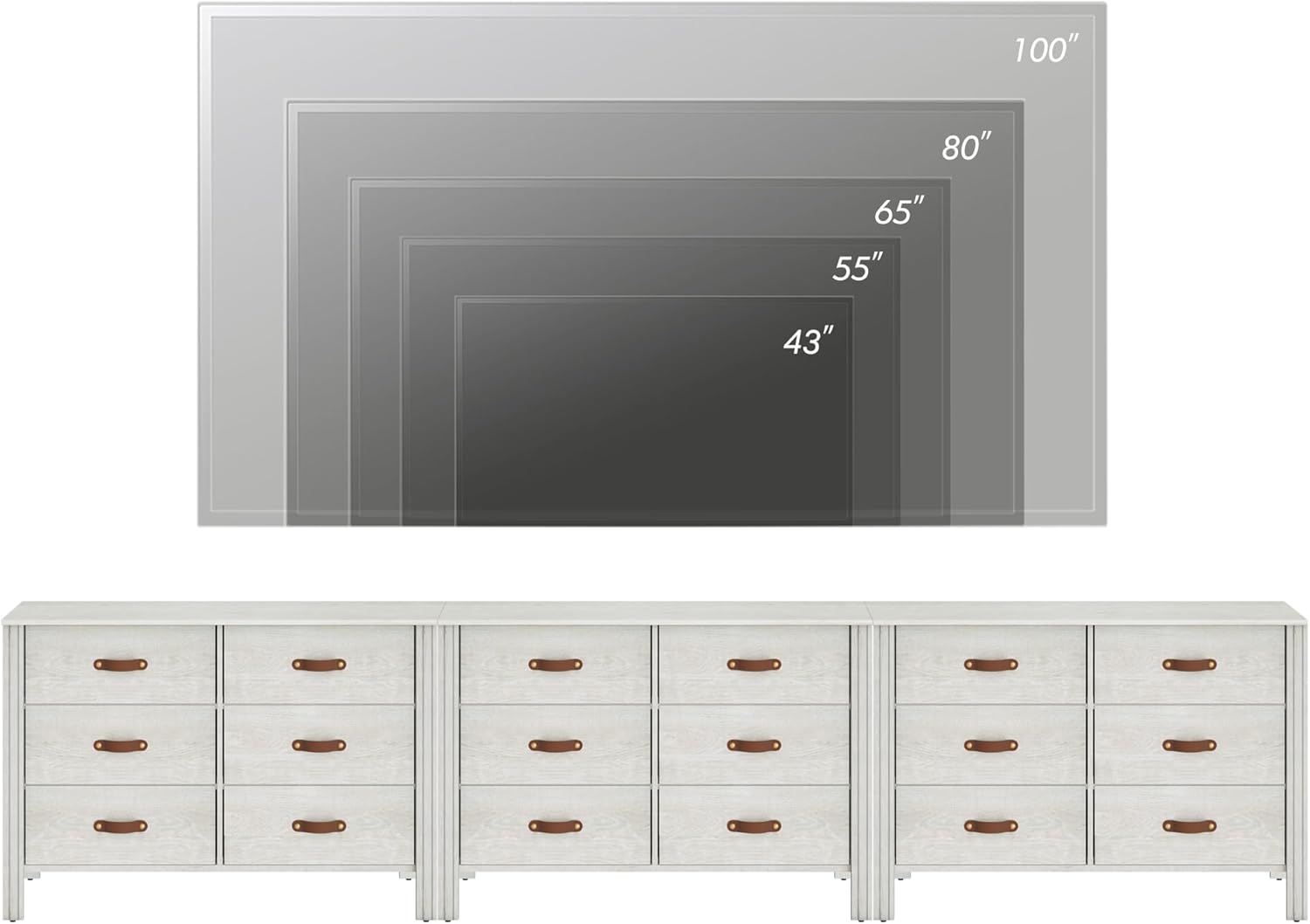 WAMPAT White Long Dresser for Bedroom, Wood Large Dresser with 18 Drawers, Kids Dressers & Chest of Drawers, 3-in-1 Classic Storage Cabinet Organizer for Closet, Living Room, Hallway