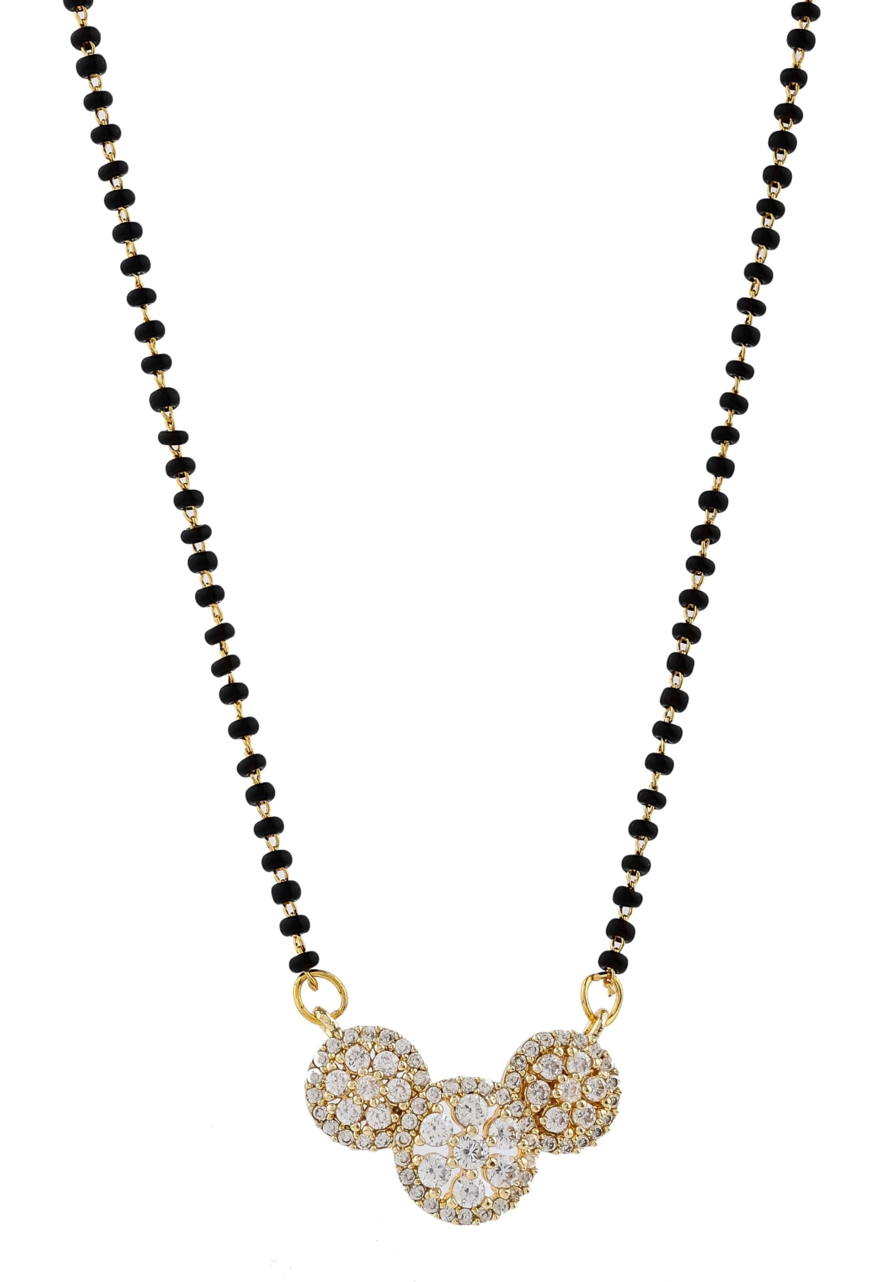 wynona Stylish Short Mangalsutra with American Diamond | 18 Inch Black Beads | Perfect for Wedding & Traditional Events-picture-40