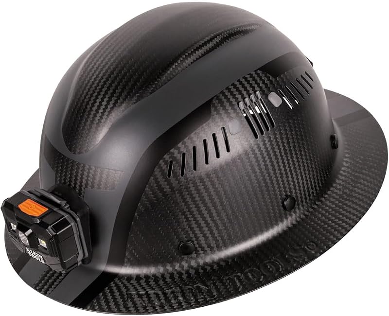 Hard Hat, K12 Series Carbon Fiber Full Brim, Vented, Class C, Type 1