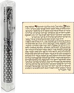 TALISMAN4U Transparent Jewish Mezuzah Case with Scroll Silver Ornament Hebrew Shin Israel Judaica Protection Waterproof Door Mezuza 5 Inch