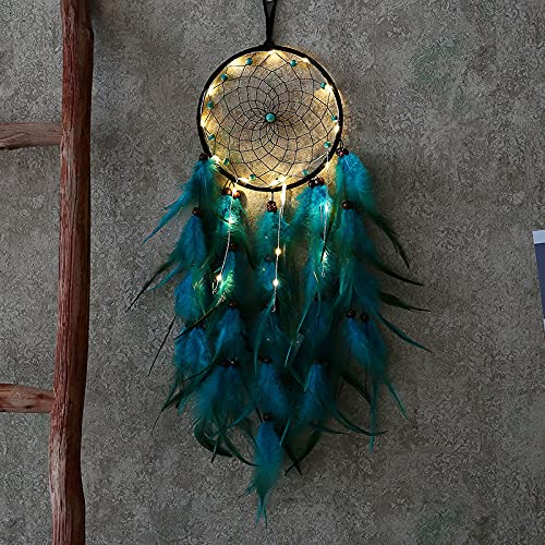 SIZHINAI Blue Feathers apanhador de sonhos lindo feito à mão macramê apanhador de sonhos decoração d