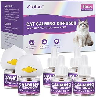 Cat Calming Diffuser Refill Kit - 35 Days Pheromone Formula to Relieve Stress, Reduce Scratching, Urine Spraying & Hiding - for Cats & Kittens
