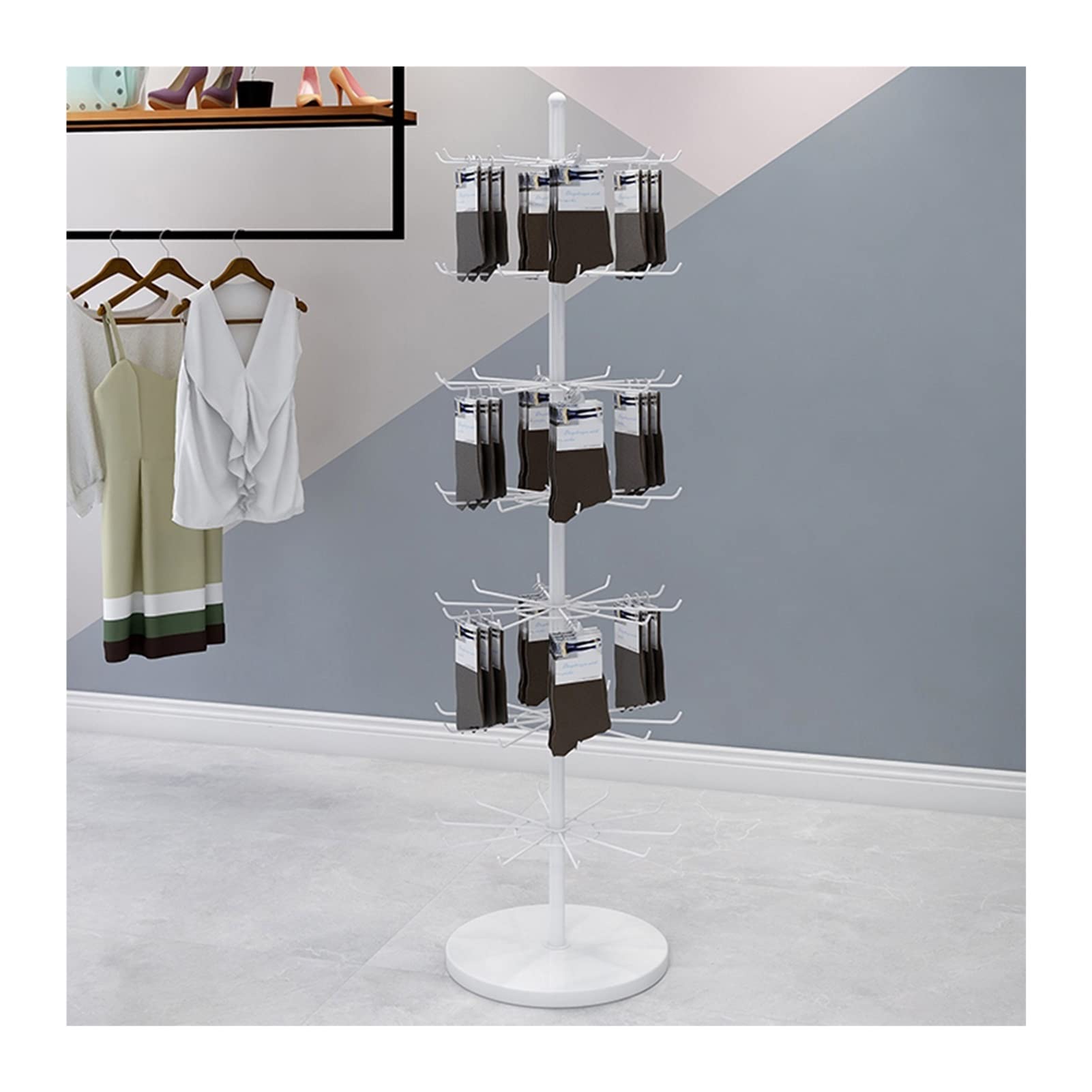 Rotating 4/5/6/7 Tier Jewelry Organizer Stand, Jewelry Tower, Store Retail Display Rack, Multifunctional Necklace Bracelet Earrings Keyring Socks, Black-40x160cm(6 Tiers)