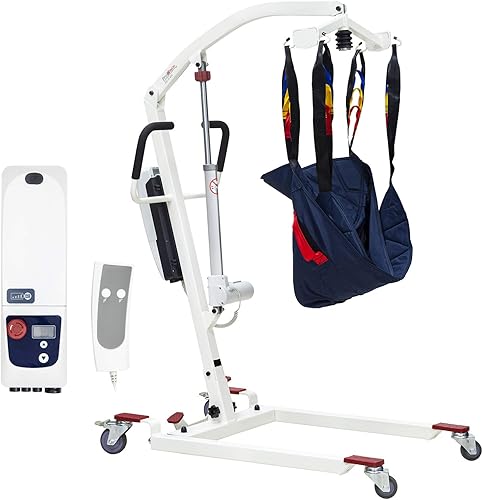 Prowinch Elevador de pacientes de 400 libras alimentado por batería con cargador y arnés, color blanco