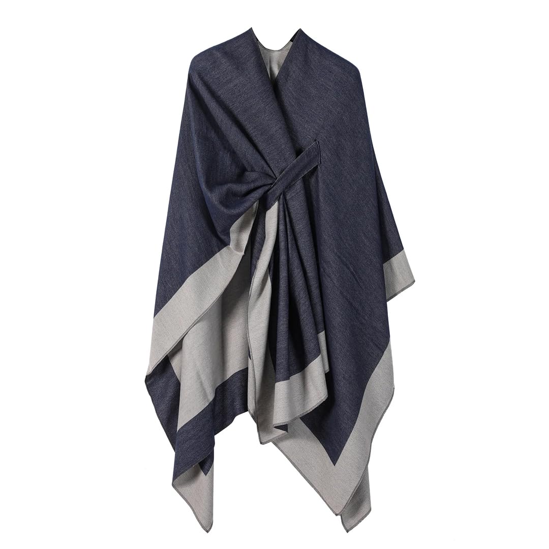 Disimlarl Mantello da donna lavorato a maglia cardigan scialle mantelle irregolari poncho mantelle caffè patchwork mantello