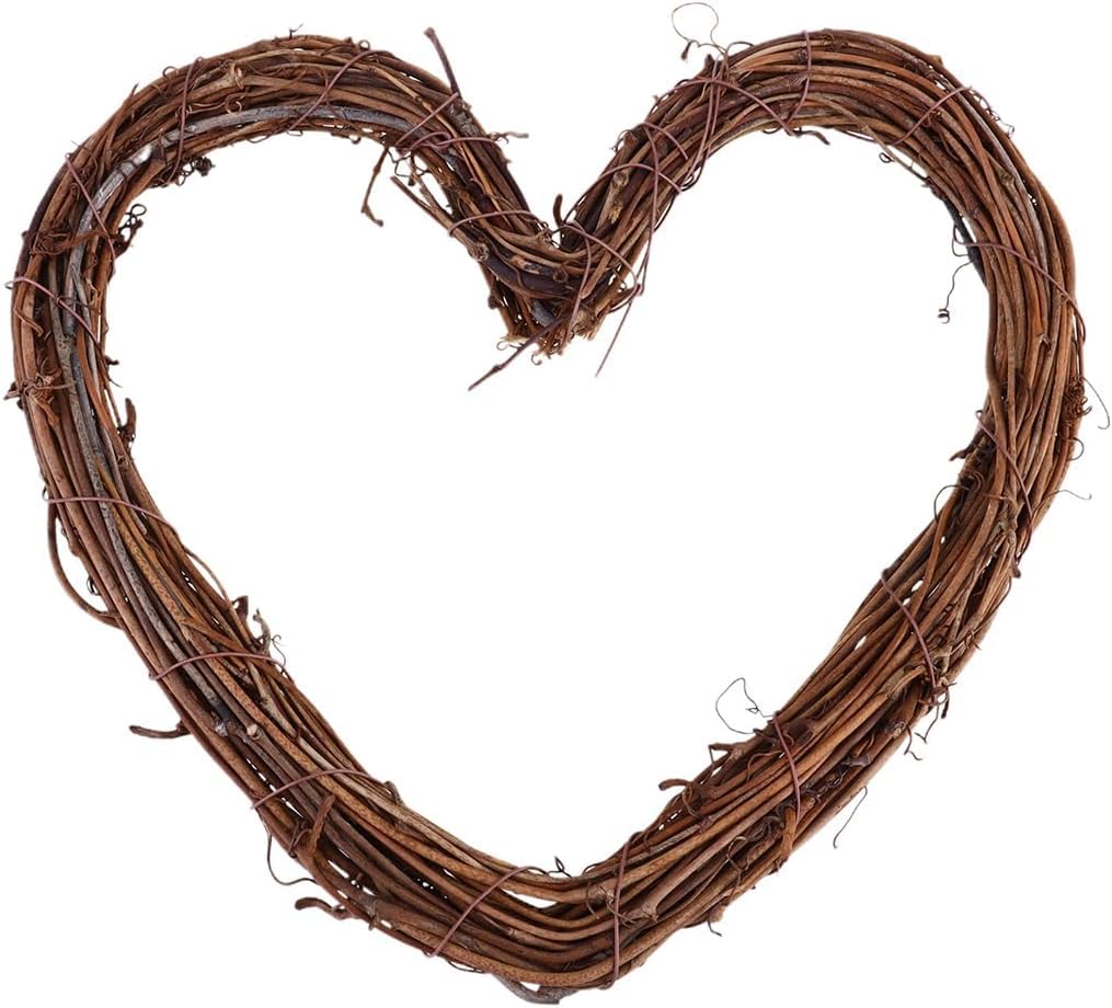 Niltracy Green Dried Rattan Ring Wedding Heart Wreath Twig Wreaths Heart Wreath Loop Handwoven Natural Dried Round Wreath Rattan Ornaments Rustic Grapevine Wreath Wooden To Weave Basket