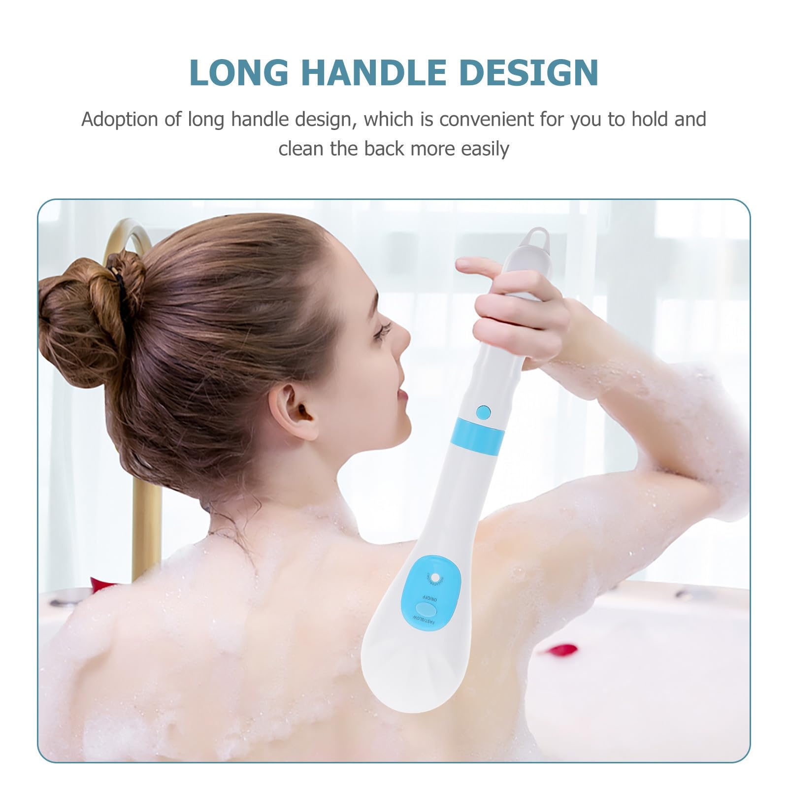 Artibetter Elektrische Abs mit Langem Badebürste Griff Rotierende aus Körperreinigungsbürste Sanfte Massage und Peeling für Beim Baden