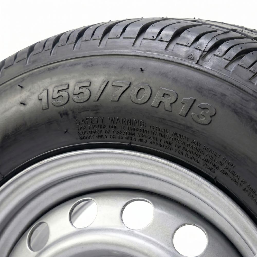 Roue complète 155/70R13 13" - 4 Trous - Entraxe 130mm - Déport 20 - Pour remorque - 13 pouces - Largeur 155mm - Indice de vitesse N 140km/h - Indice de charge 75 (387kg)