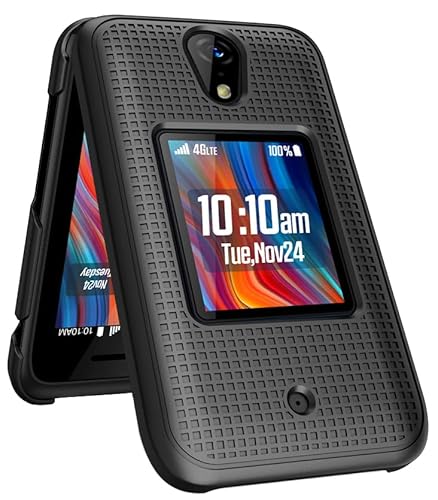 Case For Schok Flip 2022 Phone, Nakedcellphone Slim Hard Shell Protector Cover With Grid Texture For T-Mobile/Boost/Metro Sc3218B Sc3218T - Black #TOP3