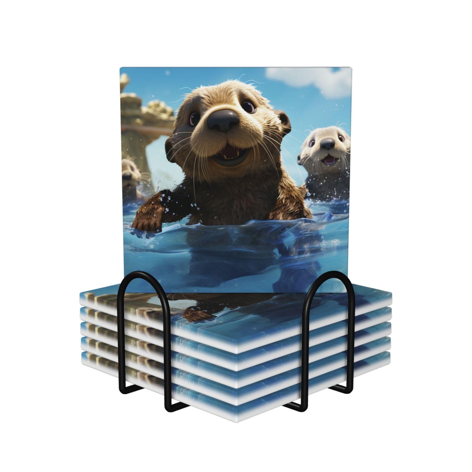 Dessous de verre loutre absorbant contre les taches d'eau et rayures de table