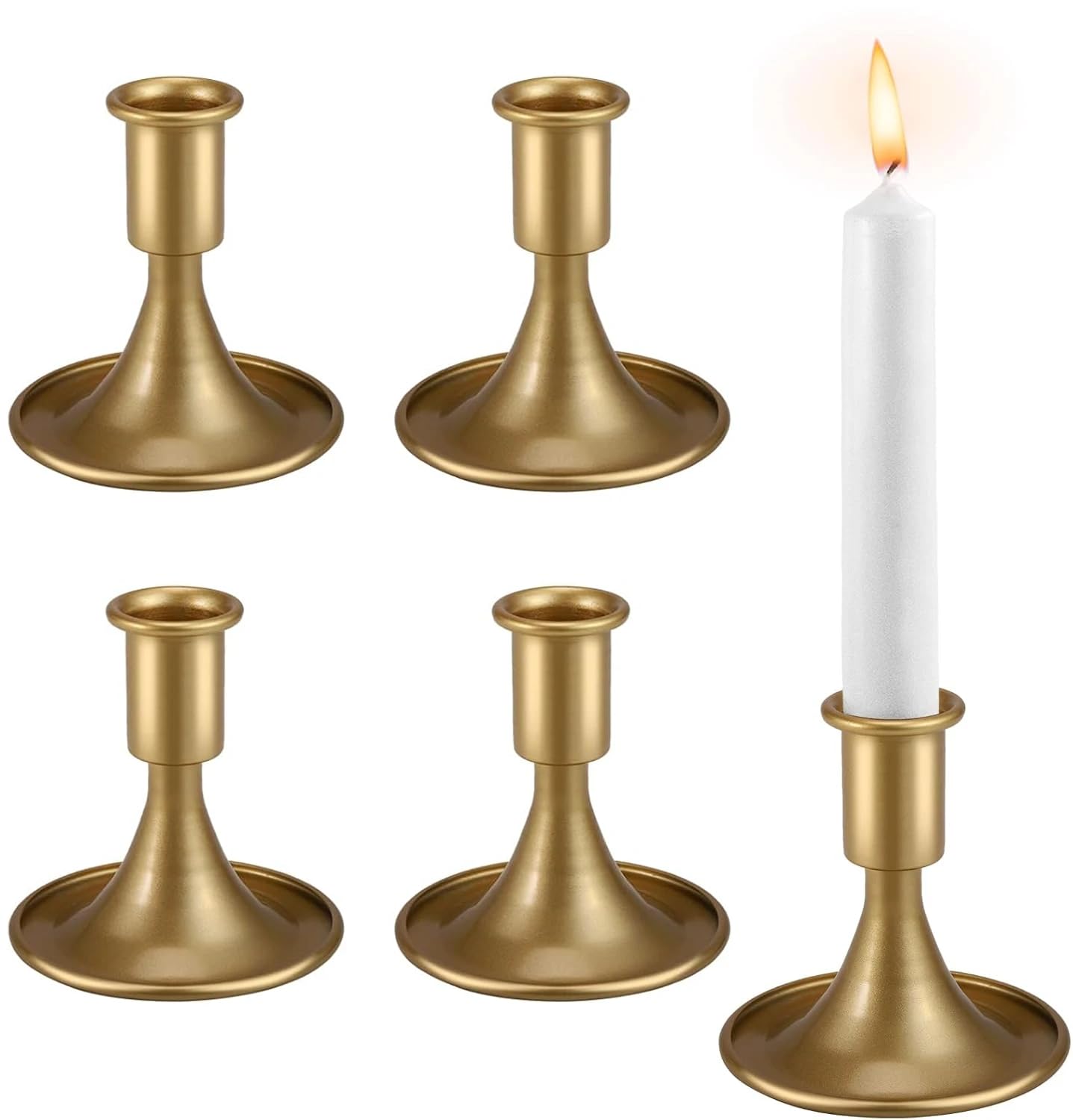 Eogrfw Gold Candlestick Holders, Taper Candle Holder,Metal Candles Sticks Holders,Candle Holders For Table Centerpiece Wedding Christmas Table Decor, Set Of 4 (Gold)