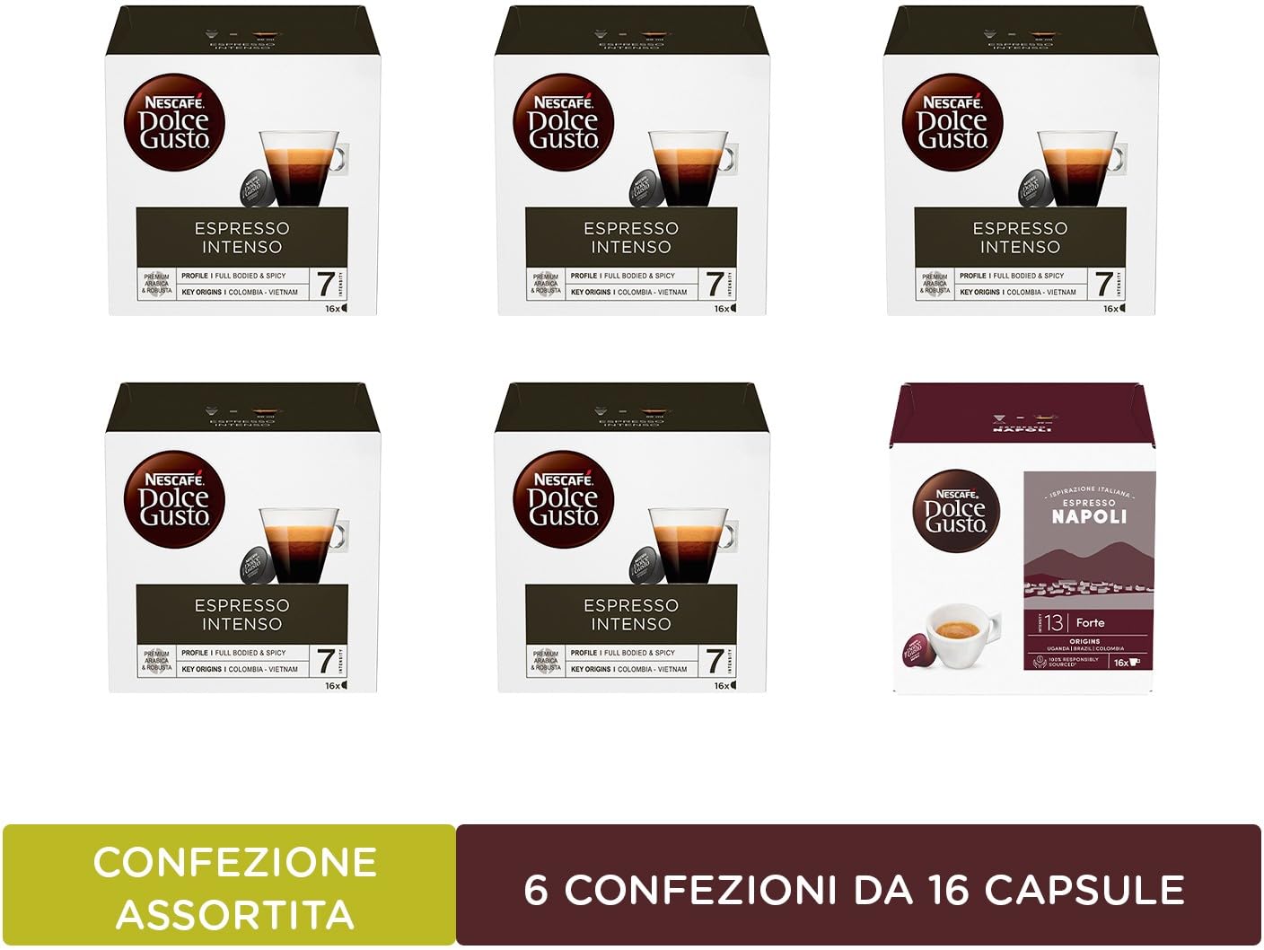 Nescafé Dolce Gusto Espresso Intenso 5 verpakkingen espresso napoli 1 verpakking koffie (96 cápsulas)