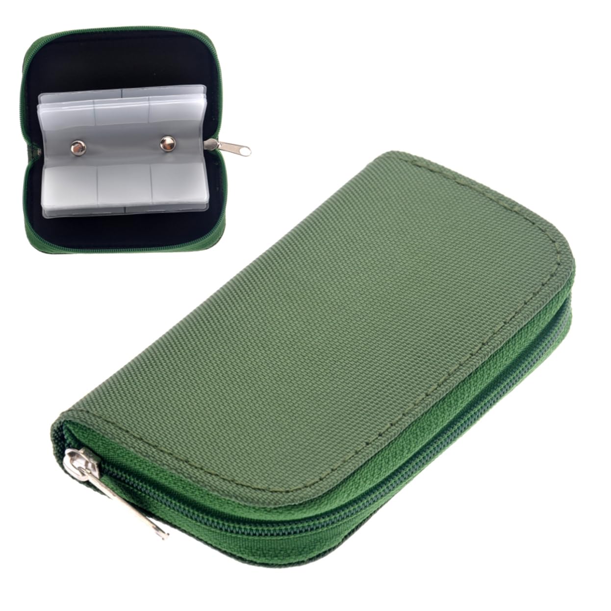 CONGARTENO Portable Slots Memory Holder Case Green Pouch for and Cards Water-Resistant Design Zipper Closure for Storage and